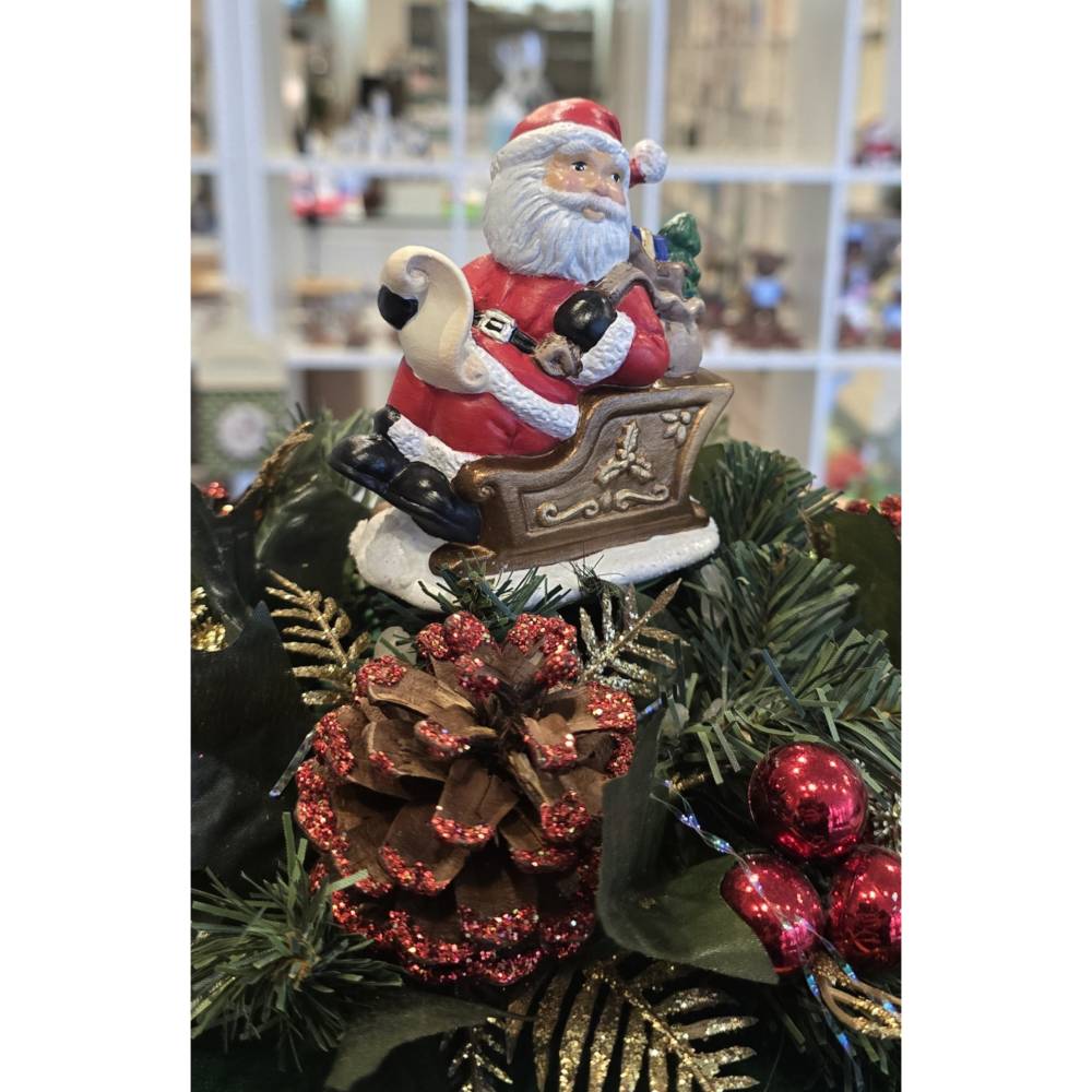 Weihnachtsmann auf Schlitten Keramik Weihnachtsdekoration