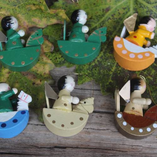 6 tlg. Holzanhänger Set Erzgebirge  Christbaumschmuck 70er Jahre DDR