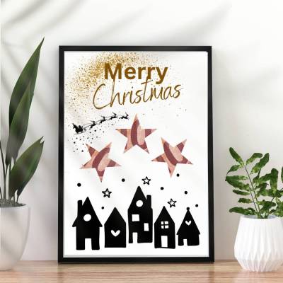 Merry Christmas Geldgeschenk Weihnachten Häuser | Wunscherfüller | Geschenkidee Geld | Kleine Weihnachtsgeschenke