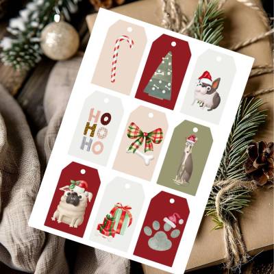 Ausdruckbare Geschenkanhänger Weihnachten für die Geschenke eurer Hunde