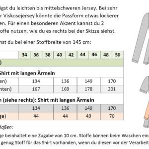 Schnittmuster „Leonie“ – Jerseyshirt mit Empire-Teilung, Größen 34-50, PDF eBook Bild 8