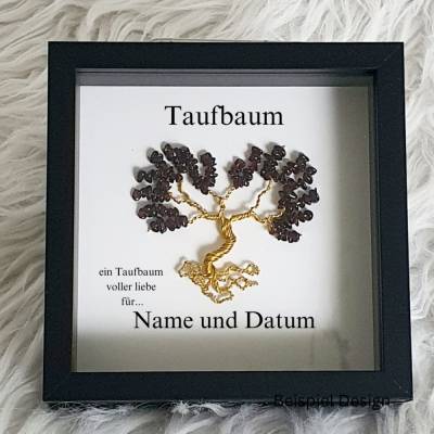 Mini Edelsteinbaum Geschenk zur Taufe / Taufbaum/ Personalisierter Bilderrahmen / Lebensbaum /Taufrahmen