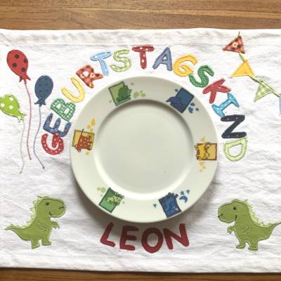 Tischset GEBURTSTAGSKIND, Tischdecke, Geburtstag, Dinos, Tischläufer, Geburtstagsdeko, Luftballons, Girlande,