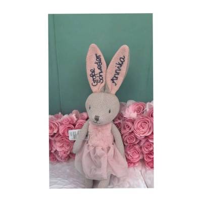Personalisiertes Kuscheltier Hase, Bunny - Nola, HAND BESTICKT, Geschenk zur Geburt, Geburstag, Taufe, rosa, Jollein