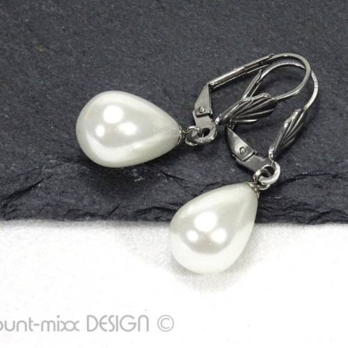 Ohrschmuck Muschelkernperle Tropfen Klappbrisur OOAK Unikat by BuntMixxDESIGN ©
