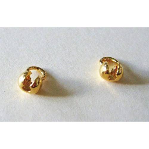 6 mm Klappkapseln, Kalotten Silber 925 vergoldet 2 Stück, Endkappen, Verdeck Perle für Quetschperlen