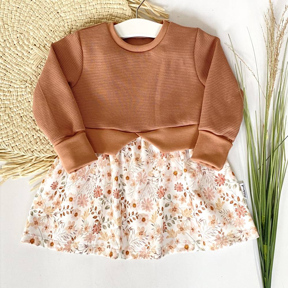Girly Sweater Pulli Mädchen Blumen rotbraun