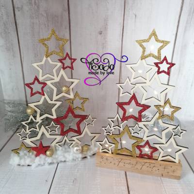 TiSaJa - Sternenbaum Laserdatei Weihnachten Advent Geschenk Sterne