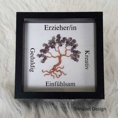 Mini Edelsteinbaum Geschenk/ Kindergarten / Personalisierter Bilderrahmen / Lebensbaum Erzieher  /Geschenkidee Kita