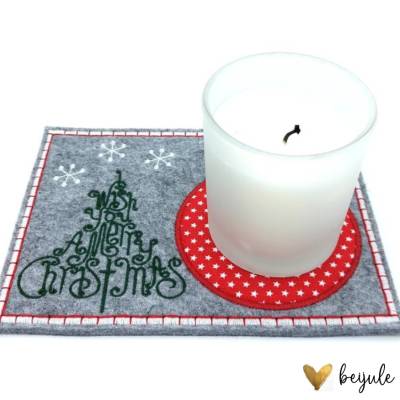 Mugrug, Tassen- oder Kerzenglasuntersetzer Merry Christmas