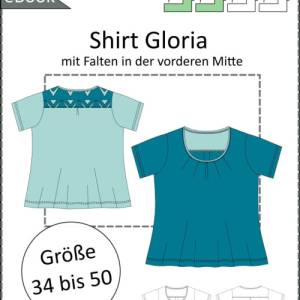 PDF Schnittmuster Shirt mit Falten im Ausschnitt Gloria Rundhalsausschnitt eBook Nähanleitung Jersey elegantes damenshir Bild 5