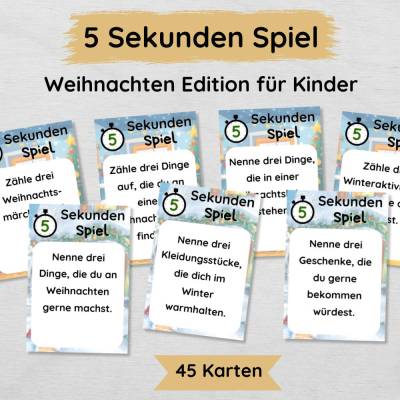 5 Sekunden Weihnachten Spiel für Kinder zum Ausdrucken, schöne Spielidee zum Weihnachtsfest