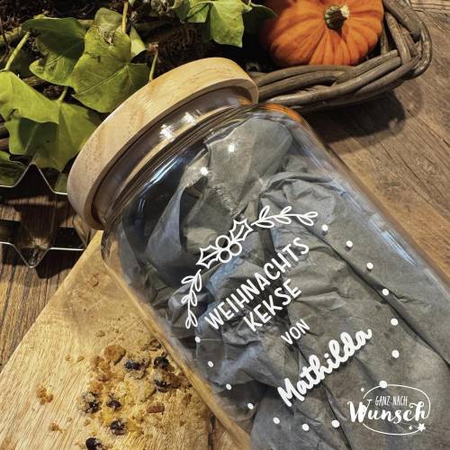 Adventskalender/ Vorratsglas Holzdeckel | Weihnachten | Keksglas |  | Plott | 1270ml | Geschenk zu Weihnachten | Glas |