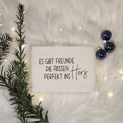 Banderole aus Stoff für Windlicht I Laterne I Es gibt Freunde, die passen perfekt ins Herz