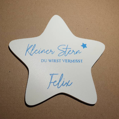 Grabdeko Kindergrab | Deko für Sternenkinder | Grabgestaltung Kind | Stern mit Namen | wetterfeste Erinnerung
