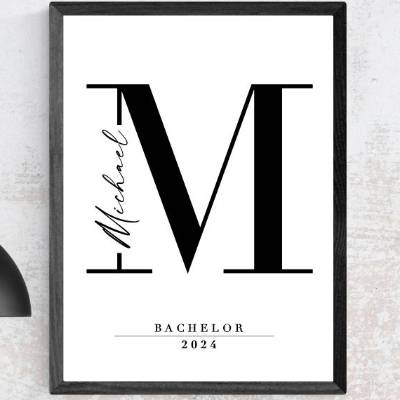 Geschenk zum ABSCHLUSS Graduierung Bachelor Ausbildung Prüfung personalisiertes Poster Abitur Master Abschluss Doktor