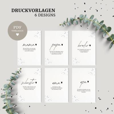Druckvorlagen mit Definitionen | Set mit 6 Designs | Download zum Ausdrucken