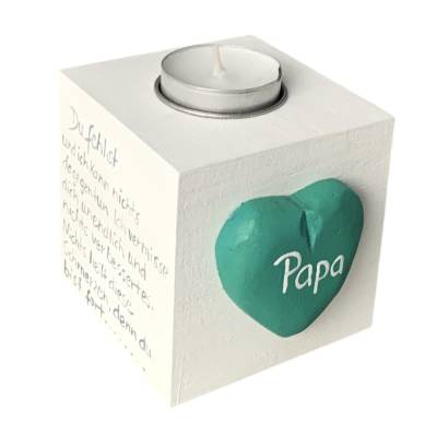 Trauerlicht Kerzenwürfel – Personalisierter Holzwürfel zur Erinnerung mit Teelichthalter