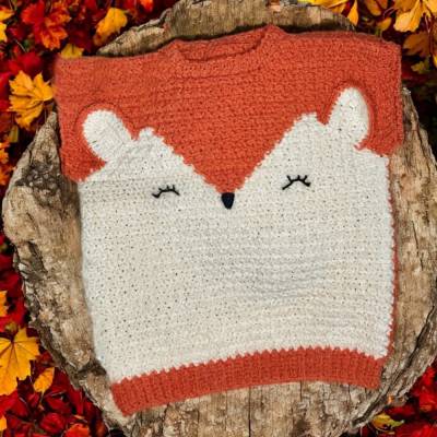 Häkelanleitung Pullunder Fuchs, Größe 50-104 - NUR DIE ANLEITUNG // Deutsch