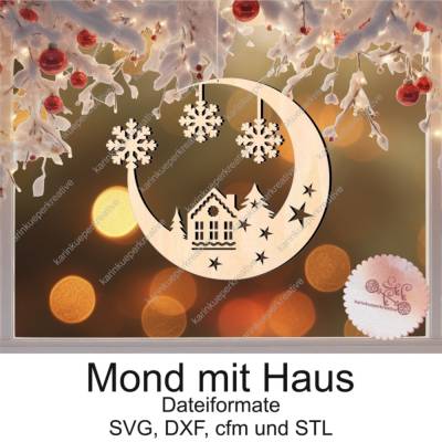 Plotter / Laser / 3D-Druck Mond mit Haus