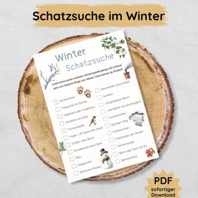 Winter Schatzsuche für Kinder zum Ausdrucken, Winterschatzsuche Druckvorlage