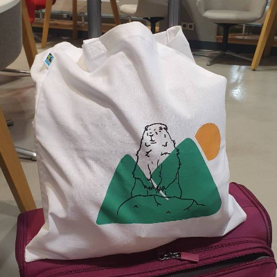 Jutebeutel Murmeltier - Einkaufstasche mit langem Henkel aus Baumwolle bedruckt