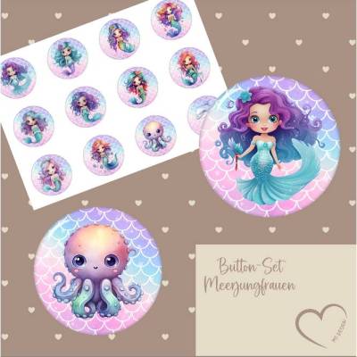 Buttonset Meerjungfrauen 12Stück/Set