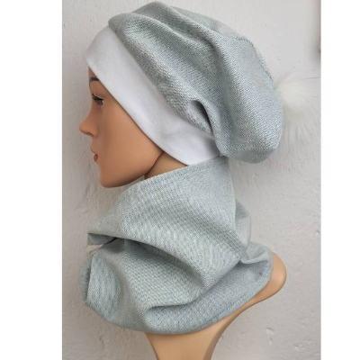 Set Mütze Loop weiß grau