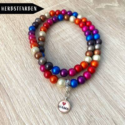 Perlenkette Herbstlicht inklusive Anhängeröse oder Zwischenperle nach Wahl