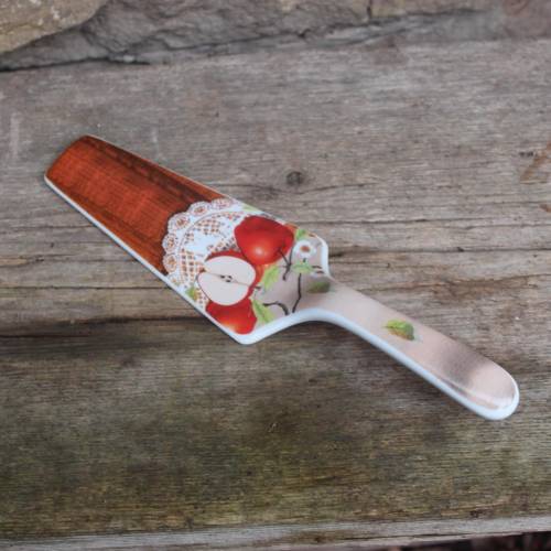 Tortenheber mit Äpfel Dekor Porzellan Vintage