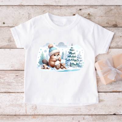 Bügelbild Winterlicher Biber ca. 5cm, 10cm und 15cm