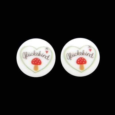 2 Kinderknopf Kunststoff Schriftzug 