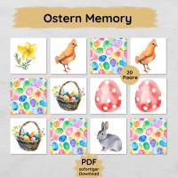 Ostern Memory Spiel für Kinder zum Ausdrucken, schöne Spielidee zum Osterfest Bild 1