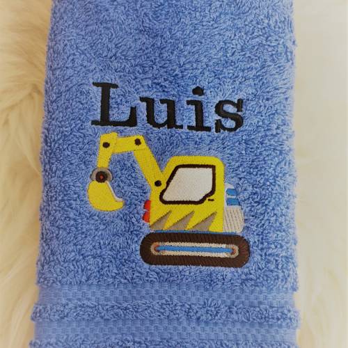 Handtuch Bagger mit Namen bestickt W511