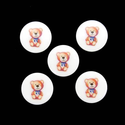 2 Kinderknopf Kunststoff Teddy Bär, Durchmesser 15mm / 15 mm