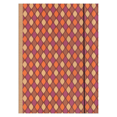 Sammelmappe Wellenmosaik in Lila und Brauntönen, mit Gummizugverschluß, für DIN A4