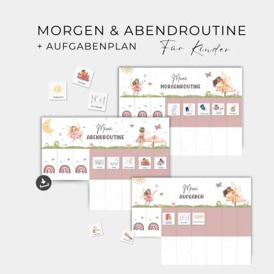 Tagesplan, Morgen- und Abendplan zum Ausdrucken, ausschneiden und Umklappen für Kinder