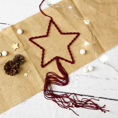 Makramee Stern Weihnachten Boho – Handgefertigte Deko zum Hängen für Tür, Fenster & Wand