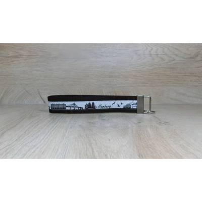 Schlüsselband Geschenk-Schlüsselanhänger Hamburg-Anhänger maritim schwarz grau Skyline Autoschlüssel