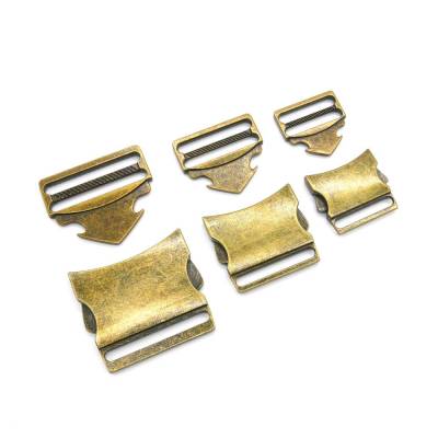 1 Steckschnalle aus Metall messing-antik - Durchlass 25mm / 32mm / 40mm