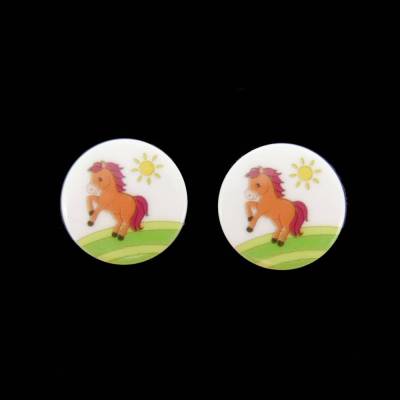 2 Kinderknopf Kunststoff Pony Pferd, Durchmesser 15mm / 15 mm