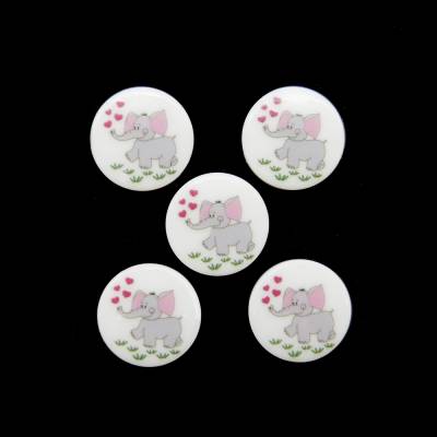 2 Kinderknopf Kunststoff Elefant, Durchmesser 15mm / 15 mm