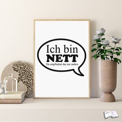 Ich bin nett – Digitales Logo als PNG & SVG für Plotten und Sublimation