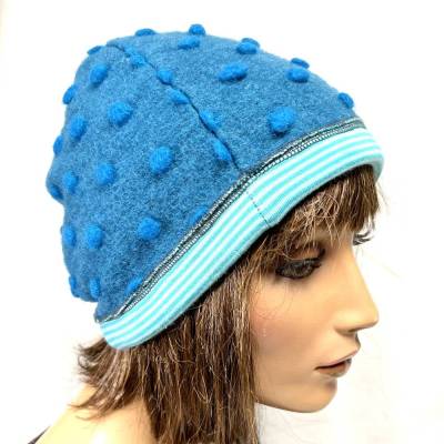 warme und kuschelige Mütze aus Wollwalk, kompl.gefüttert mit weichem Baumwoll-Jersey