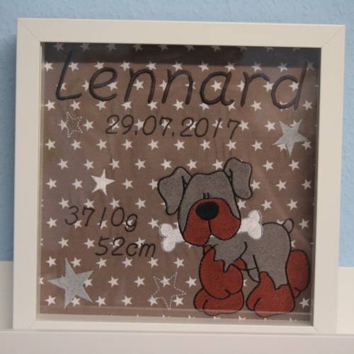 Geburtsbild Bilderrahmen mit Geburtsdaten Hund Rottweiler mit Namen W703