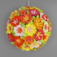 Häkelanleitung Blumen Halbkugeln in 2 Größen als Türdeko statt Türkranz Bild 1