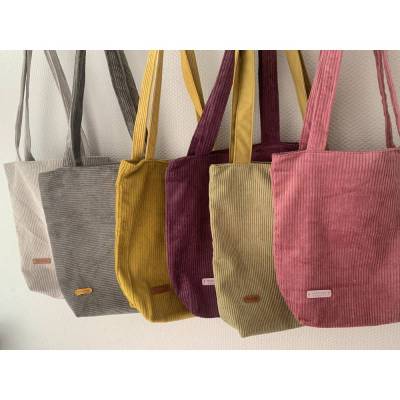 Wertige Schultertasche, Umhängetasche, Shopper aus Breitcord, Cordtasche, tote bag, Innentasche, Reißverschluß