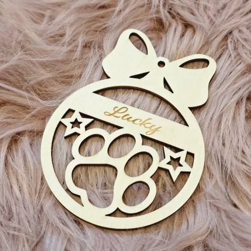Geschenk für Hundebesitzer & Katzenbesitzer | Christbaumkugel aus Holz | Geschenk für Hundemamas | Weihnachtskugel Pfote
