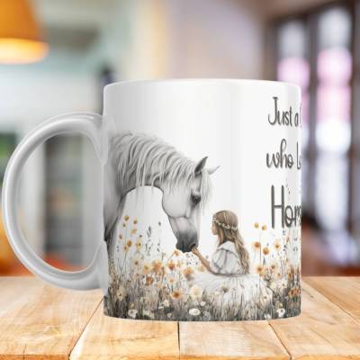 Pferdeliebe Pferd Mädchen Blumenwiese  Datei Download fur Sublimation Tassen 11 und 15 oz