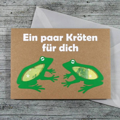 Klappkarte **Kröten** von ZWEIFARBIG mit Kuvert Geldgeschenk Geburtstag Geschenkkarte Kraftpapier